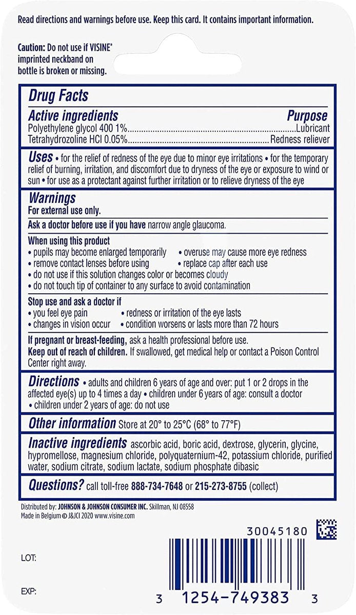 Visine Red Eye Hydrating Comfort  – Oogdruppels tegen Rode en Geïrriteerde Ogen – 8ml