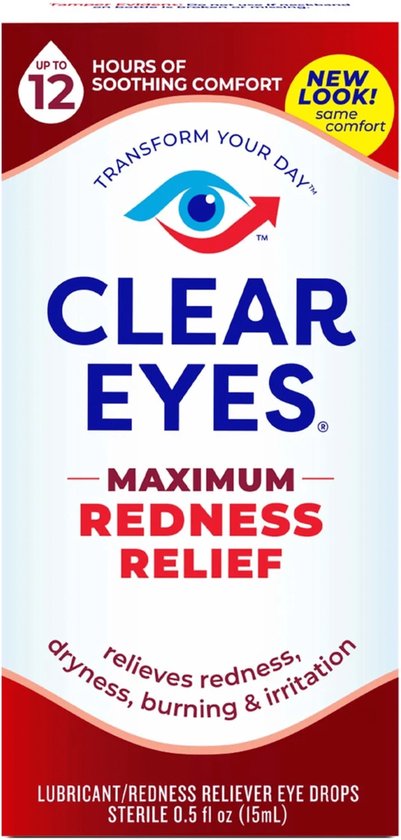 Verpakking Clear Eyes Redness Relief – oogdruppels voor rode ogen van Clear Eyes